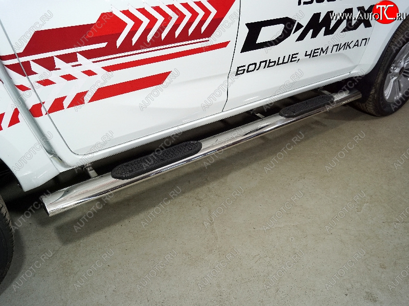 44 699 р. Пороги овальные с накладкой 120х60 мм ТСС Тюнинг Isuzu D-Max RG DoubleCab (2020-2023) (серые)  с доставкой в г. Воронеж