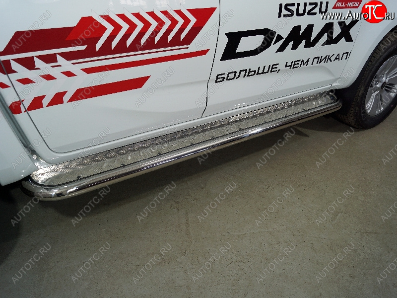 37 949 р. Пороги с площадкой 60,3 мм ТСС Тюнинг Isuzu D-Max RG DoubleCab (2020-2023) (серые)  с доставкой в г. Воронеж