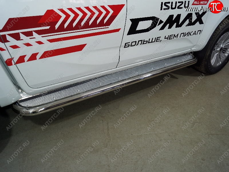 45 999 р. Пороги с площадкой 60,3 мм ТСС Тюнинг Isuzu D-Max RG DoubleCab (2020-2023) (нержавейка)  с доставкой в г. Воронеж