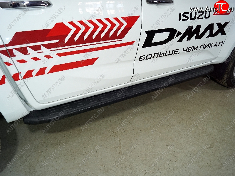 30 999 р. Пороги алюминиевые с пластиковой накладкой ТСС Тюнинг  Isuzu D-Max  RG (2020-2023) DoubleCab (карбон черные)  с доставкой в г. Воронеж