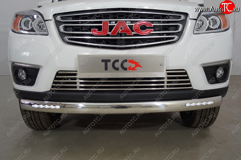 37 999 р. Защита передняя нижняя овальная с ДХО 75х42 мм ТСС Тюнинг  JAC T6 (2018-2024) пикап (нержавейка)  с доставкой в г. Воронеж