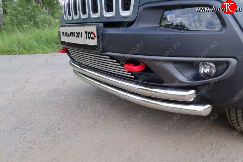 10 299 р. Декоративная вставка переднего бампера (Trailhawk) ТСС Тюнинг Jeep Cherokee KL дорестайлинг (2014-2017) (d 12 мм)  с доставкой в г. Воронеж