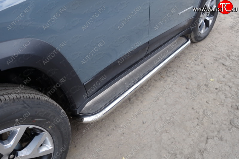 42 999 р. Пороги с площадкой (Trailhawk, 60,3 мм нержавейка) ТСС Тюнинг  Jeep Cherokee  KL (2014-2017) дорестайлинг (лист нержавейка)  с доставкой в г. Воронеж