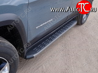 21 999 р. Пороги алюминиевые с пластиковой накладкой (Trailhawk) ТСС Тюнинг  Jeep Cherokee  KL (2014-2017) дорестайлинг (карбон серый)  с доставкой в г. Воронеж