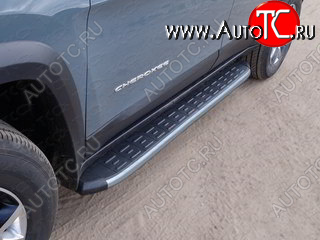 21 999 р. Пороги алюминиевые с пластиковой накладкой (Trailhawk) ТСС Тюнинг  Jeep Cherokee  KL (2014-2017) дорестайлинг (карбон серебро)  с доставкой в г. Воронеж