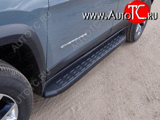 21 999 р. Пороги алюминиевые с пластиковой накладкой (Trailhawk) ТСС Тюнинг  Jeep Cherokee  KL (2014-2017) дорестайлинг (Карбон черный)  с доставкой в г. Воронеж