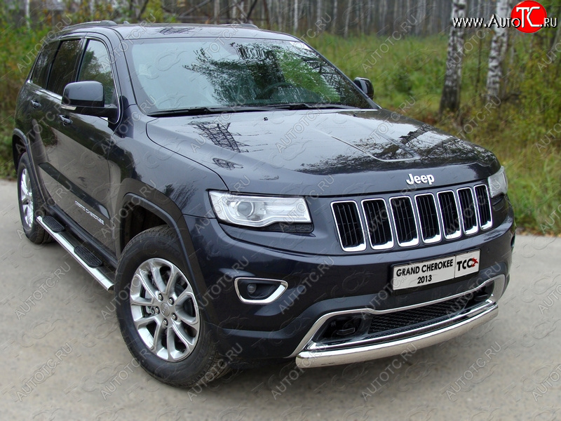 17 299 р. Защита переднего бампера овальная короткая 75х42 мм ТСС тюнинг  Jeep Grand Cherokee  WK2 (2013-2018) 1-ый рестайлинг (нержавейка)  с доставкой в г. Воронеж