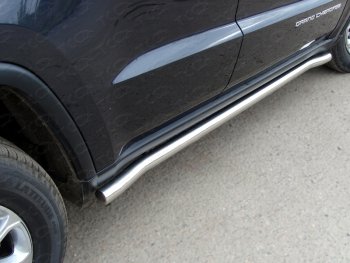 Защита порогов труба d60,3 мм ТСС Тюнинг Jeep Grand Cherokee WK2 1-ый рестайлинг (2013-2018) (серые)