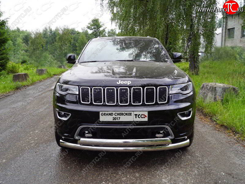 30 899 р. Защита передняя нижняя двойная 76,1*75 мм Тюнинг Jeep Grand Cherokee WK2 2-ой рестайлинг (2017-2022) (нержавейка)  с доставкой в г. Воронеж