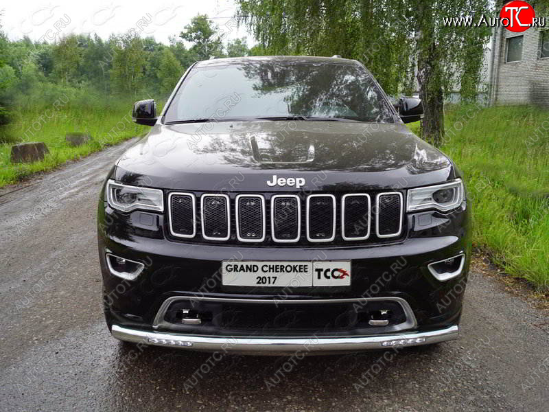 37 999 р. Защита переднего бампера нижняя с ДХО 76,1 мм ТСС Тюнинг  Jeep Grand Cherokee  WK2 (2017-2022) 2-ой рестайлинг (нержавейка)  с доставкой в г. Воронеж