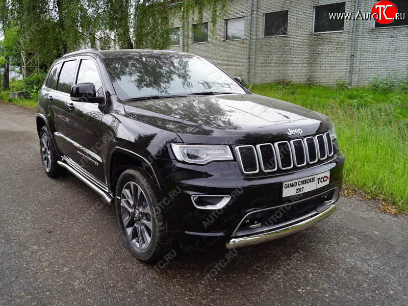 18 999 р. Защита переднего бампера овальная короткая 75х42 мм ТСС тюнинг  Jeep Grand Cherokee  WK2 (2017-2022) 2-ой рестайлинг (нержавейка)  с доставкой в г. Воронеж