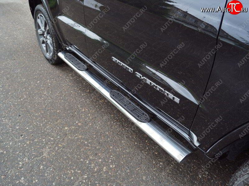 45 999 р. Пороги овальные с накладкой 120х60 мм ТСС Тюнинг Jeep Grand Cherokee WK2 2-ой рестайлинг (2017-2022) (серые)  с доставкой в г. Воронеж