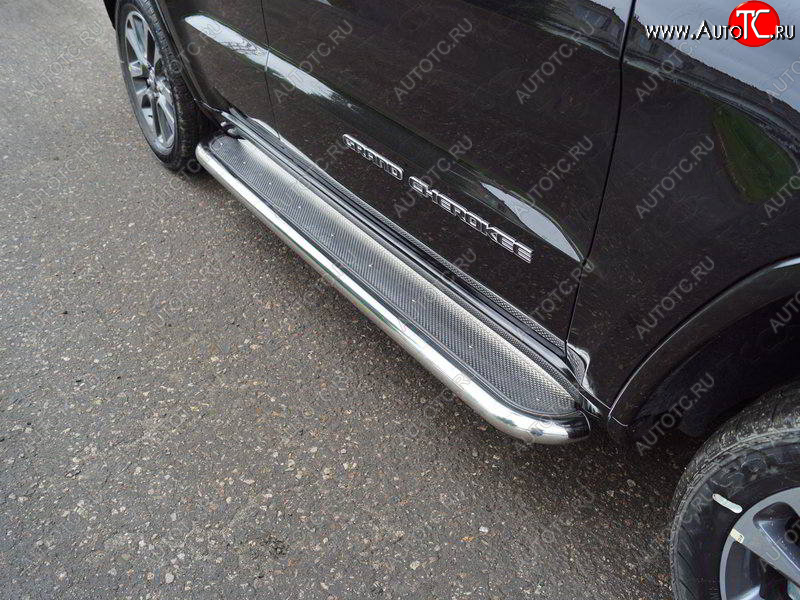47 999 р. Пороги с площадкой 60,3 мм ТСС Тюнинг Jeep Grand Cherokee WK2 2-ой рестайлинг (2017-2022) (нержавейка)  с доставкой в г. Воронеж
