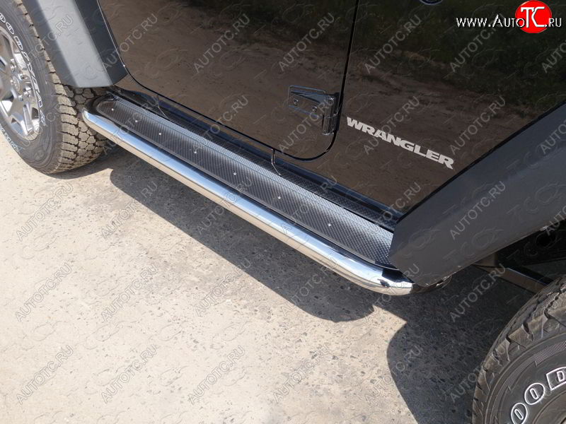 36 999 р. Пороги с площадкой 60,3 мм ТСС Тюнинг Jeep Wrangler JK 3 дв. дорестайлинг (2006-2010) (нержавейка)  с доставкой в г. Воронеж