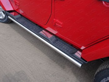 Защита порогов 60,3 мм ТСС Тюнинг Jeep Wrangler  JK (2006-2010) 3 дв. дорестайлинг (нержавейка)