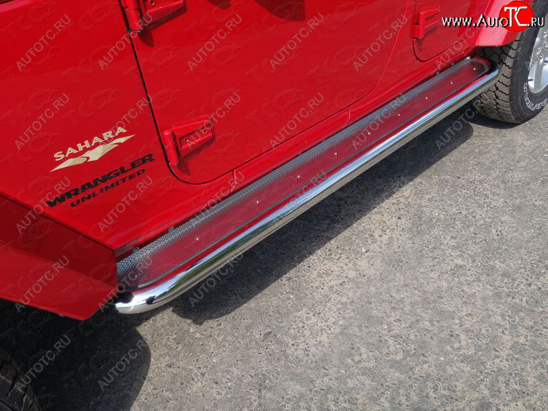 41 749 р. Пороги с площадкой 60,3 мм ТСС Тюнинг Jeep Wrangler JK 3 дв. дорестайлинг (2006-2010) (нержавейка)  с доставкой в г. Воронеж