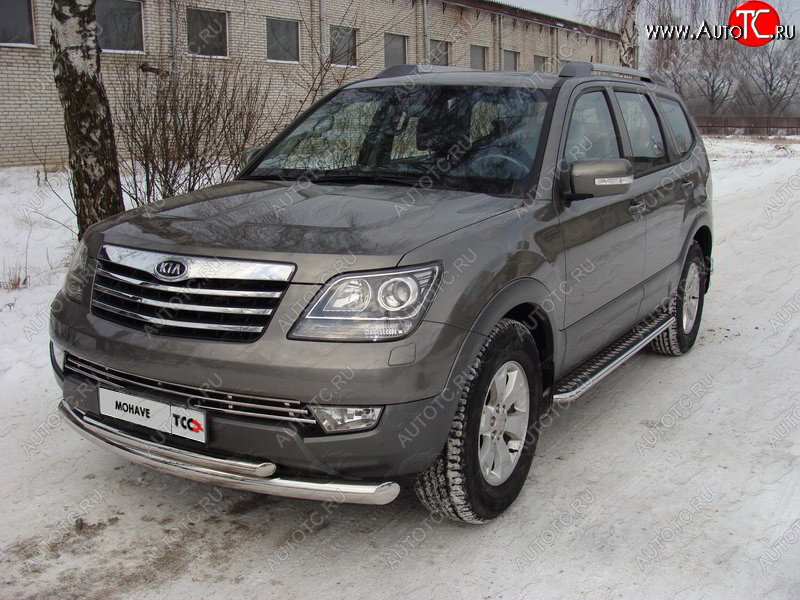 31 999 р. Пороги с площадкой 42,4 мм ТСС Тюнинг KIA Mohave HM дорестайлинг (2008-2017) (серые)  с доставкой в г. Воронеж