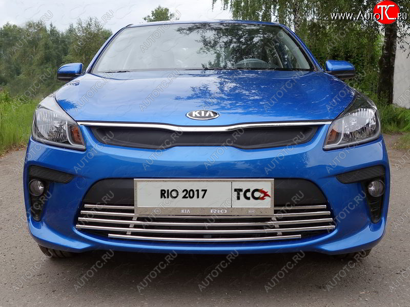 7 349 р. Нижняя декоративная вставка в бампер ТСС Тюнинг  KIA Rio  4 YB (2017-2020) дорестайлинг, хэтчбэк (d 16 мм)  с доставкой в г. Воронеж