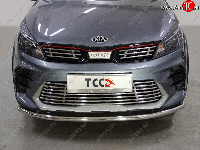 9 199 р. Нижняя декоративная вставка в бампер ТСС Тюнинг  KIA Rio  X (2020-2025) рестайлинг (d 12 мм)  с доставкой в г. Воронеж