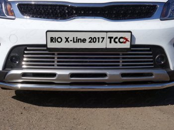 8 799 р. Нижняя декоративная вставка в бампер ТСС Тюнинг KIA Rio X-line (2017-2021) (d 12 мм)  с доставкой в г. Воронеж. Увеличить фотографию 1