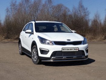 11 749 р. Защита переднего бампера нижняя d42,4 мм ТСС Тюнинг KIA Rio X-line (2017-2021) (нержавейка)  с доставкой в г. Воронеж. Увеличить фотографию 1