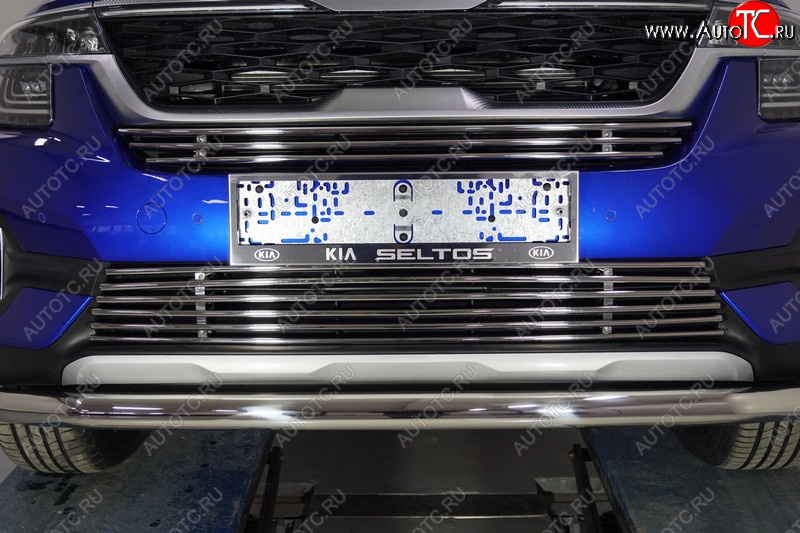 5 999 р. Нижняя декоративная вставка в бампер ТСС Тюнинг  KIA Seltos (2019-2025) (d 12 мм)  с доставкой в г. Воронеж