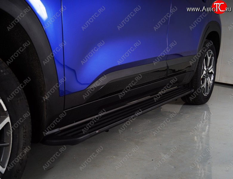 21 999 р. Пороги алюминиевые Slim Line ТСС Тюнинг  KIA Seltos (2019-2025) (Black)  с доставкой в г. Воронеж