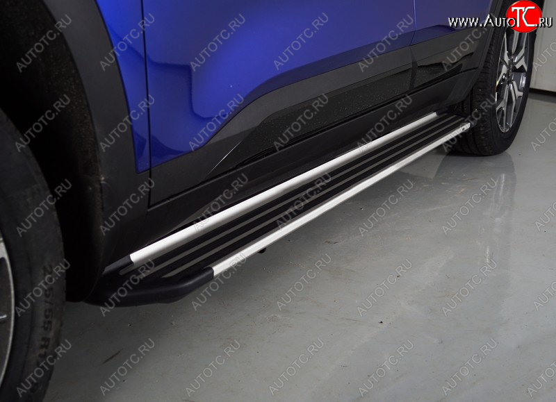 20 599 р. Пороги алюминиевые Slim Line ТСС Тюнинг  KIA Seltos (2019-2025) (Silver)  с доставкой в г. Воронеж