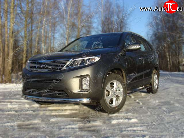 20 699 р. Защита переднего бампера овальная 75х42 мм ТСС тюнинг KIA Sorento UM/Prime дорестайлинг (2014-2018) (нержавейка)  с доставкой в г. Воронеж