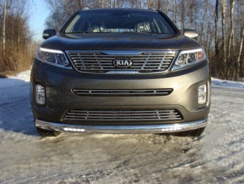 Защита переднего бампера овальная с ДХО 75х42 мм ТСС тюнинг KIA Sorento UM/Prime дорестайлинг (2014-2018) ()