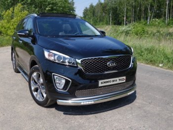 Защита переднего бампера нижняя овальная с ДХО 75х42 мм ТСС Тюнинг KIA Sorento UM/Prime дорестайлинг (2014-2018) ()