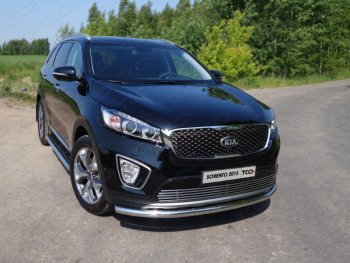 17 649 р. Защита переднего бампера нижняя d60,3 мм ТСС Тюнинг  KIA Sorento  UM/Prime (2014-2018) дорестайлинг (нержавейка)  с доставкой в г. Воронеж. Увеличить фотографию 1