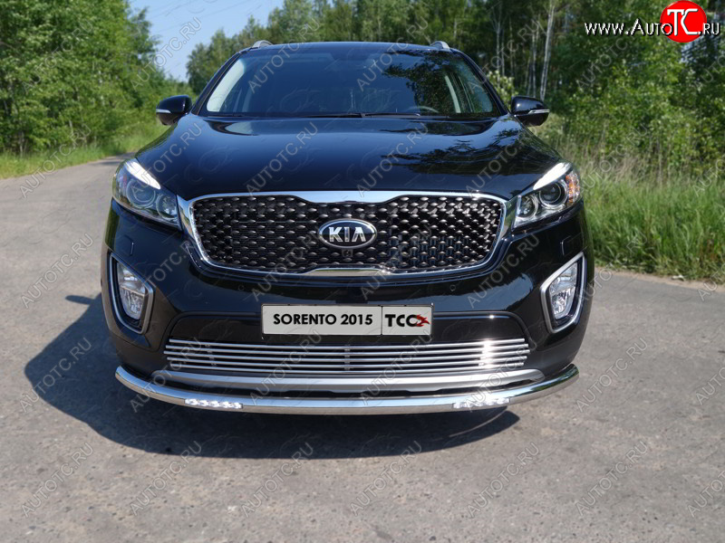 34 999 р. Защита переднего бампера нижняя с ДХО 60,3 мм ТСС Тюнинг  KIA Sorento  UM/Prime (2014-2018) дорестайлинг (нержавейка)  с доставкой в г. Воронеж