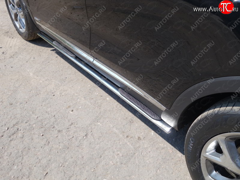 31 399 р. Пороги овальные с накладкой 75х42 мм ТСС Тюнинг KIA Sorento UM/Prime дорестайлинг (2014-2018) (серые)  с доставкой в г. Воронеж
