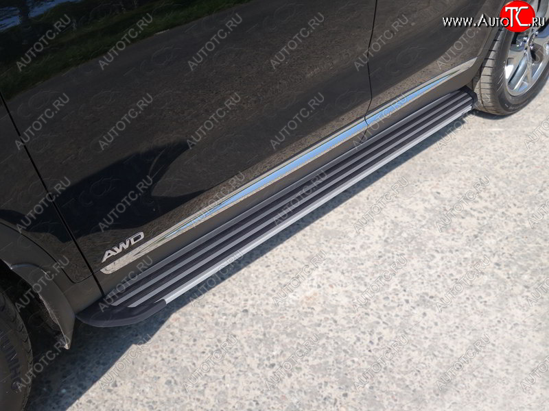 20 599 р. Пороги алюминиевые Slim Line ТСС Тюнинг KIA Sorento UM/Prime рестайлинг (2018-2020) (Silver)  с доставкой в г. Воронеж