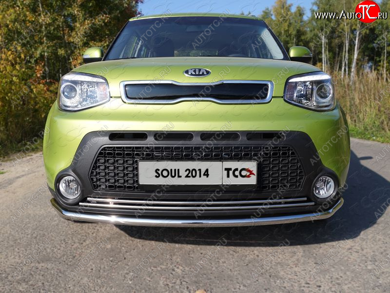 2 199 р. Нижняя декоративная вставка в бампер ТСС Тюнинг  KIA Soul  PS (2014-2016) дорестайлинг (d 16 мм)  с доставкой в г. Воронеж