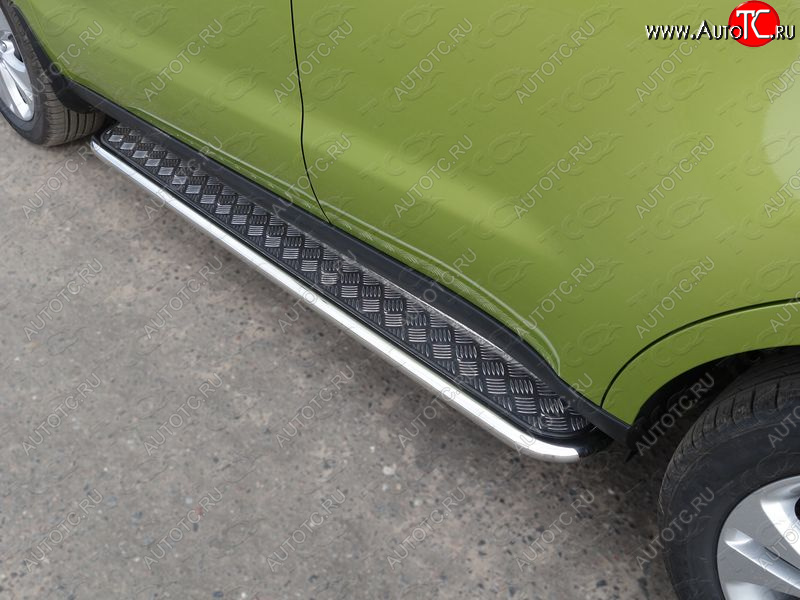 22 999 р. Пороги с площадкой 42,4 мм ТСС Тюнинг KIA Soul PS дорестайлинг (2014-2016) (серые)  с доставкой в г. Воронеж