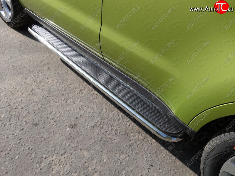 36 999 р. Пороги с площадкой 42,4 мм ТСС Тюнинг KIA Soul PS дорестайлинг (2014-2016) (нержавейка)  с доставкой в г. Воронеж