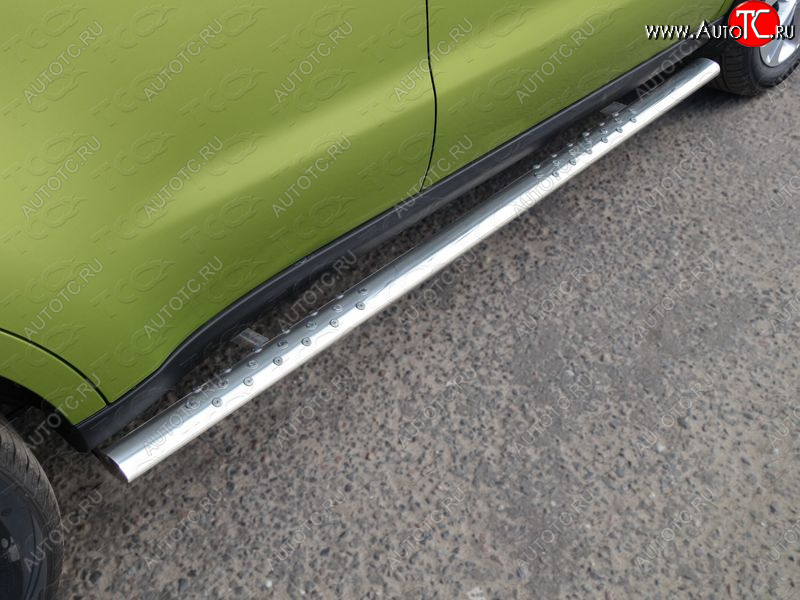 31 399 р. Пороги овальные с проступью 75х42 мм ТСС Тюнинг KIA Soul PS дорестайлинг (2014-2016) (серые)  с доставкой в г. Воронеж
