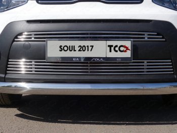 Нижняя декоративная вставка в бампер ТСС Тюнинг KIA Soul PS рестайлинг (2017-2019) (d 12 мм)