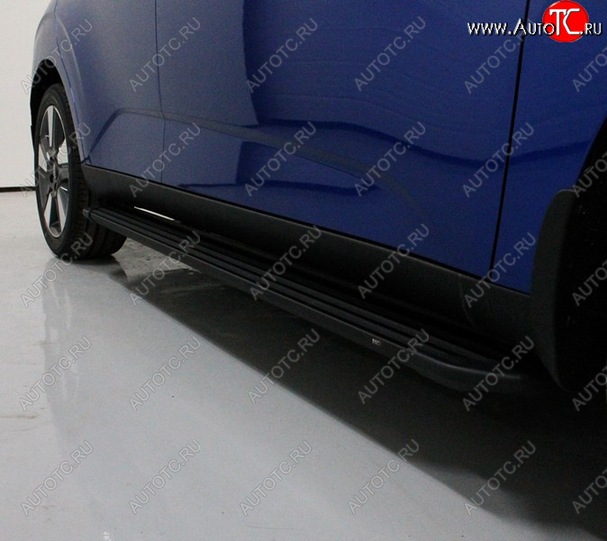 21 999 р. Пороги алюминиевые Slim Line ТСС Тюнинг  KIA Soul  SK3 (2018-2022) (Black)  с доставкой в г. Воронеж
