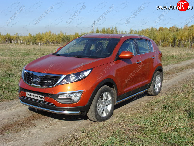 19 599 р. Защита порогов труба d60,3 мм ТСС Тюнинг  KIA Sportage  3 SL (2010-2014) дорестайлинг (серые)  с доставкой в г. Воронеж