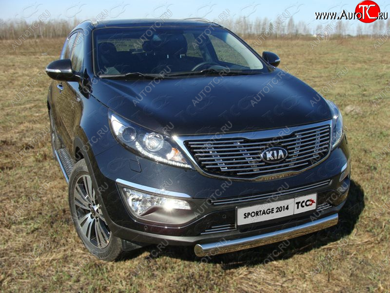 15 899 р. Защита передняя нижняя овальная короткая 75х42 мм ТСС Тюнинг  KIA Sportage  3 SL (2014-2016) рестайлинг (нержавейка)  с доставкой в г. Воронеж