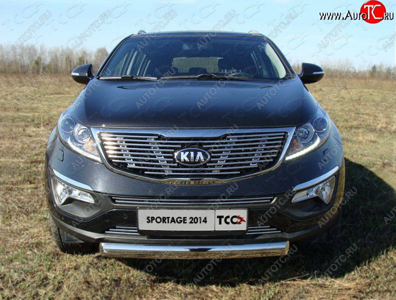 5 849 р. Нижняя декоративная вставка в бампер ТСС Тюнинг  KIA Sportage  3 SL (2014-2016) рестайлинг (d 12 мм)  с доставкой в г. Воронеж