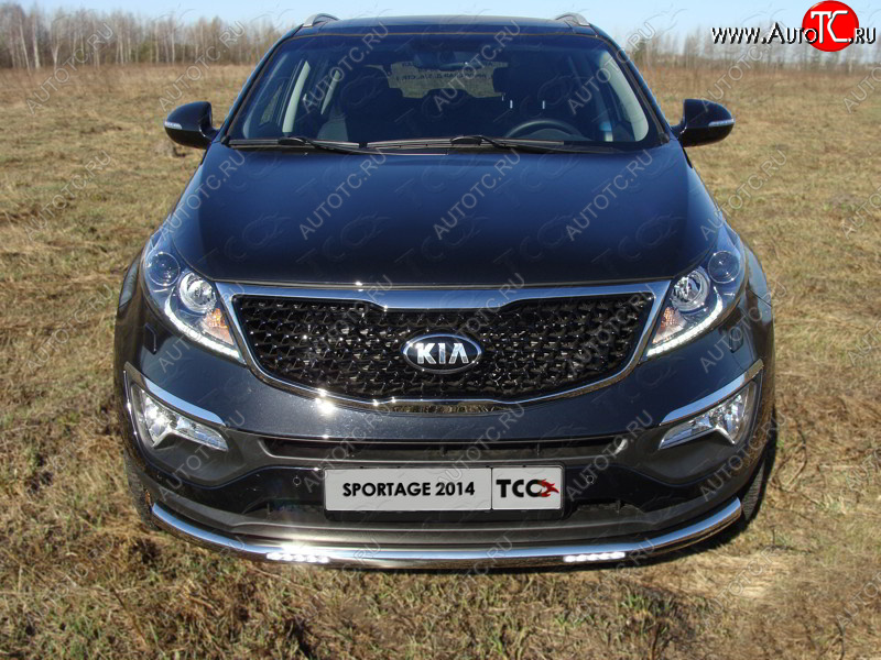 36 299 р. Защита переднего бампера нижняя с ДХО 60,3 мм ТСС Тюнинг  KIA Sportage  3 SL (2014-2016) рестайлинг (нержавейка)  с доставкой в г. Воронеж