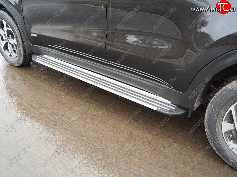 20 599 р. Пороги алюминиевые Slim Line ТСС Тюнинг  KIA Sportage  4 QL (2018-2022) рестайлинг (Silver)  с доставкой в г. Воронеж