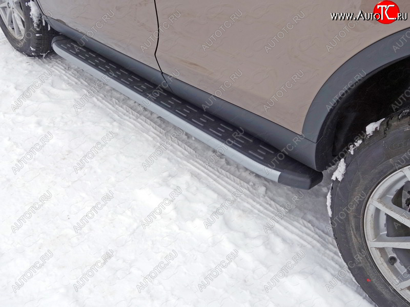 21 999 р. Пороги алюминиевые с пластиковой накладкой, ТСС Тюнинг  Land Rover Discovery Sport  L550 (2014-2019) дорестайлинг (карбон серебро)  с доставкой в г. Воронеж
