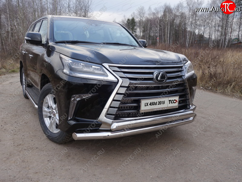 36 299 р. Защита передняя нижняя двойная 76,1*75 мм кроме F-Sport Тюнинг Lexus LX450d J200 2-ой рестайлинг (2015-2022) (нержавейка)  с доставкой в г. Воронеж