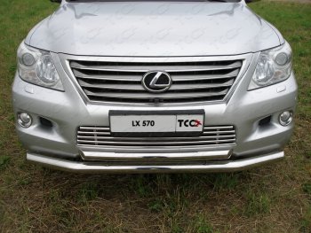 30 899 р. Защита переднего бампера нижняя d76,1*60,3 мм ТСС Тюнинг  Lexus LX570  J200 (2007-2012) дорестайлинг (нержавейка)  с доставкой в г. Воронеж. Увеличить фотографию 1