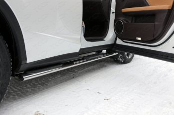 Пороги овальные с накладкой 120х60 мм кроме F-Sport ТСС Тюнинг Lexus RX 200T AL20 дорестайлинг (2015-2017) (серые)